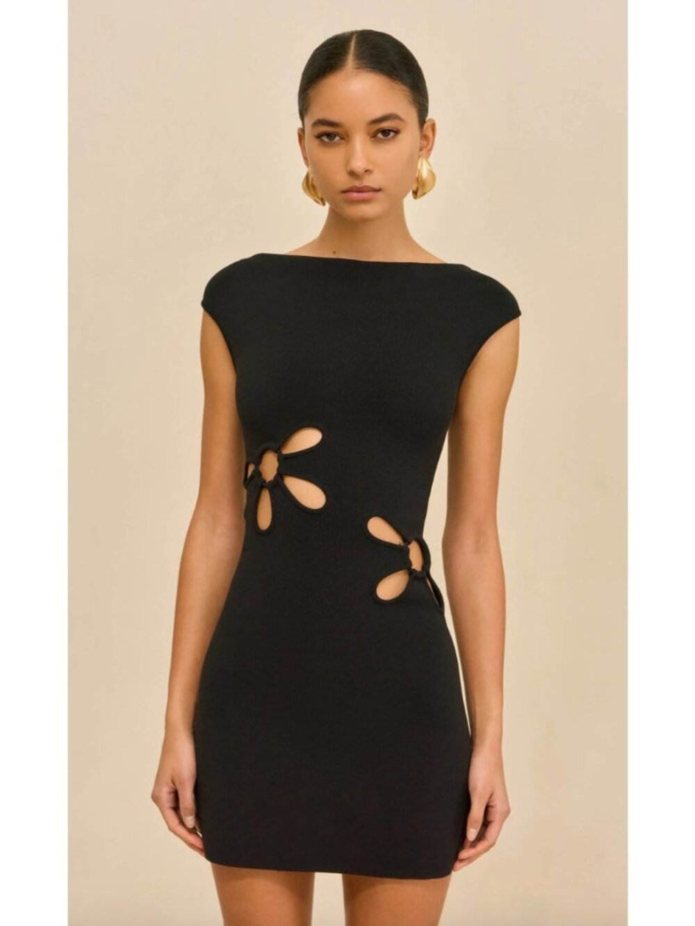 Cult Gaia Yudi Cutout Daisy Knit Minidress Size Medium Black Y2K 90s